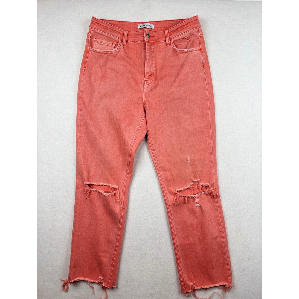 Flying Monkey Distressed Jeans Womens 31 Raw Hem Straight Leg Edgy Streetwear